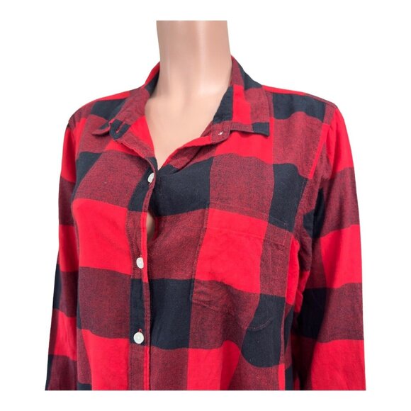 Old Navy Classic Red-Black Buffalo Plaid Button Down Flannal Shirt  Women SZ XXL - Picture 14 of 15